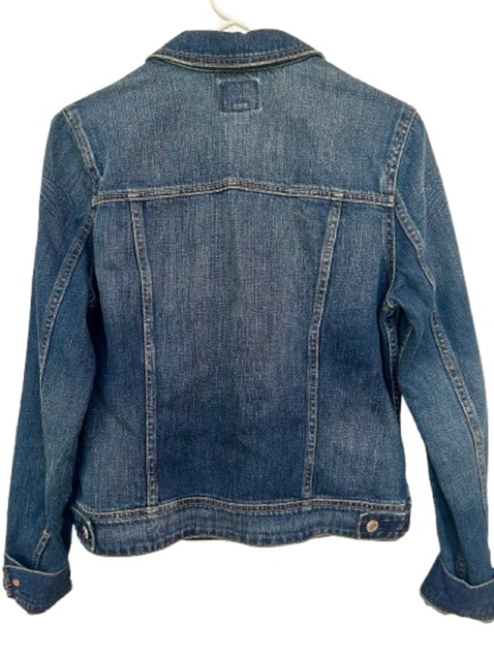 American Eagle Outfitters Distressed Denim Trucker Jacket Med Wash Women's Sz M - Picture 2 of 8
